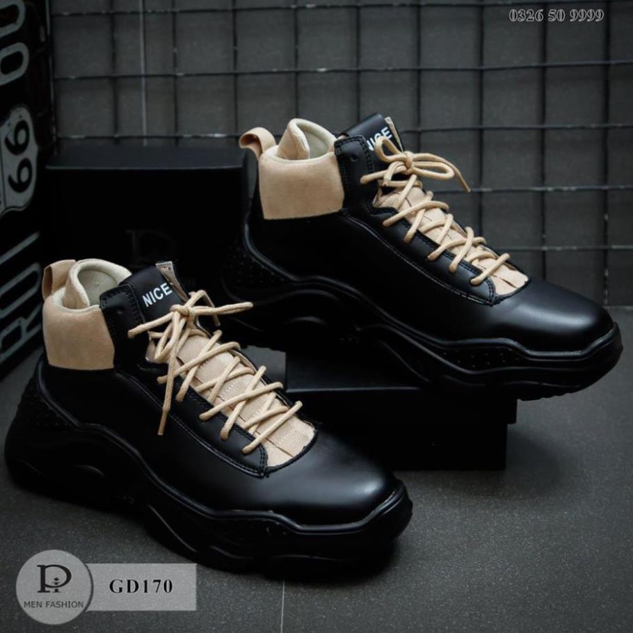 Giày Sneaker Nam - Giày Da Giày Cổ Cao 2 Màu Cao Cấp shopthoitrang -po9