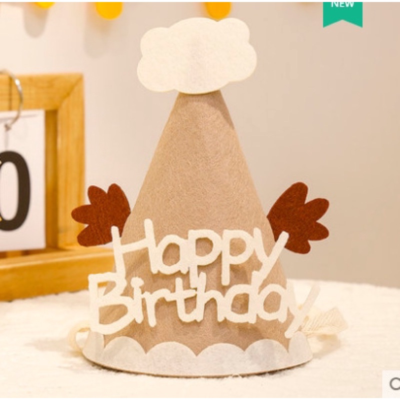 Nón dạ Happy Birthday mẫu mới-trăng,mây,sao,tuần lộc,khủng long,cá voi-đủ màu-mũ sinh nhật phong cách Hàn Quốc-xinh xắn
