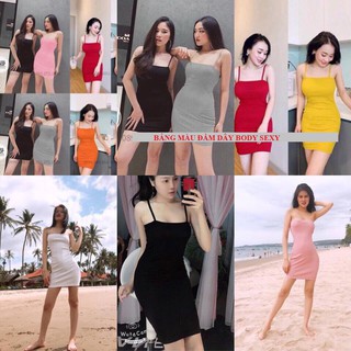 Đầm Body Hai Dây Thun Gân Nữ Tính TTSL0058