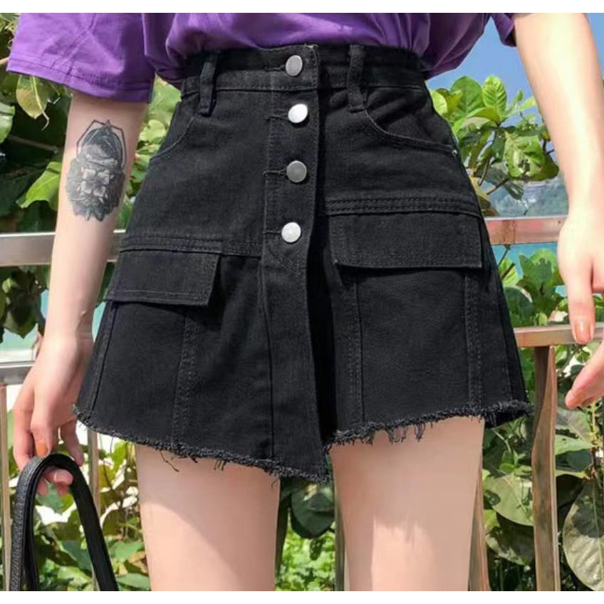 Quần Short jean Nữ Lưng Cao giả váy