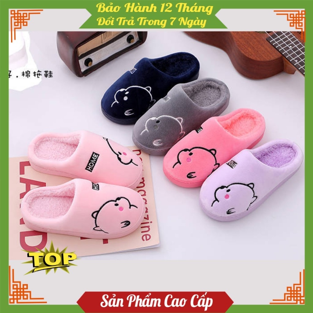 Dép bông đi trong nhà mùa đông nam nữ HOME, dép lông dày dặn đế cao su chống trơn trượt DH1