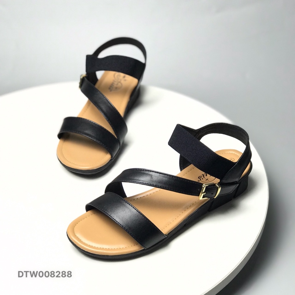 Sandal nữ ❤️FREESHIP❤️ Dép quai hậu học sinh quai đan chéo đế bằng quai chun co giãn tiện lợi DTW