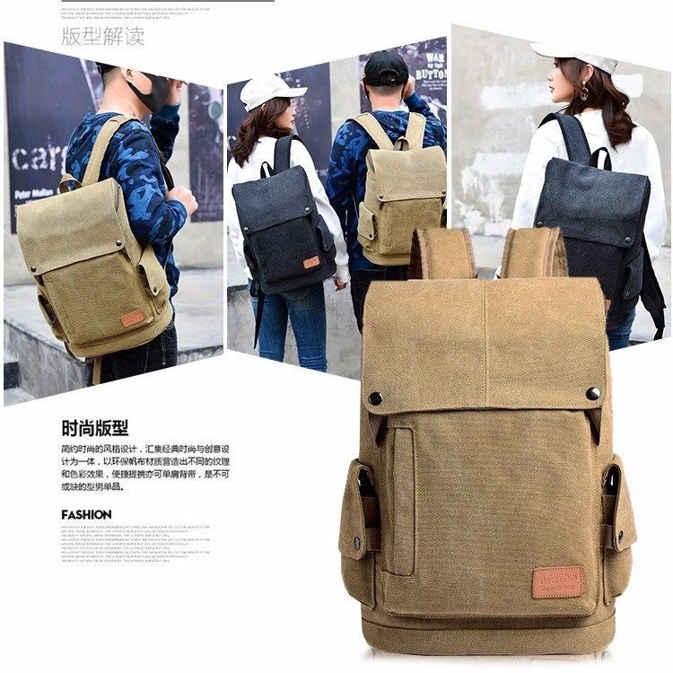 Hàng Mới Về Mới Ba Lô Vải Canvas Dày Sức Chứa Lớn 50cm Chống Mài Mòn Đơn Giản Hợp Thời Trang Cho Nam