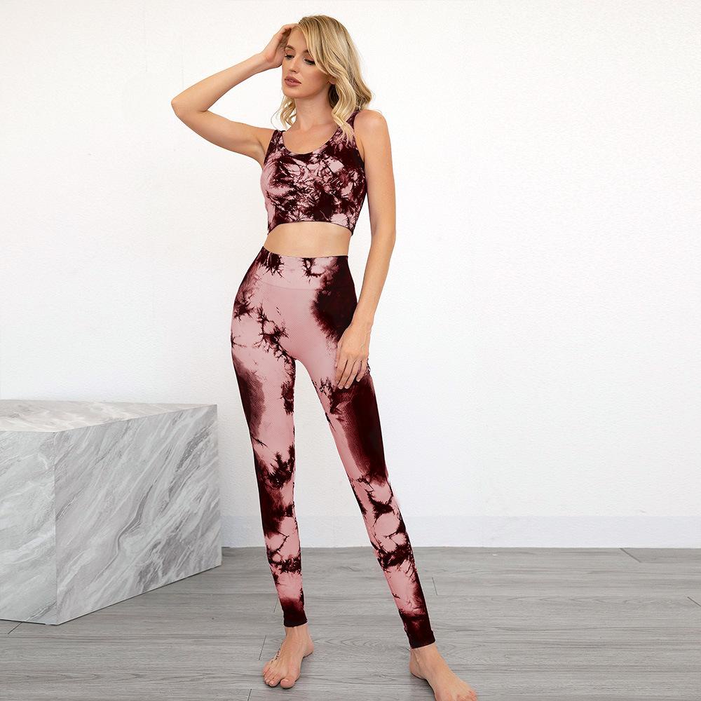 Bộ Đồ Tập Yoga, Gym Dệt Nhung Tăm WX2836 Màu Loang Không Đường May Siêu Co Giãn