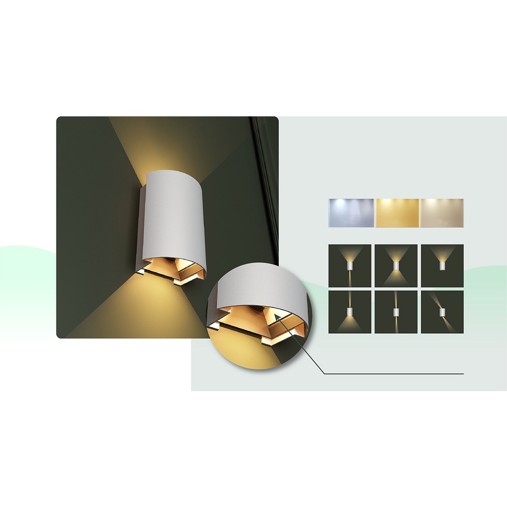Đèn LED ốp tường đổi 3 màu: Trắng, vàng, trung tính Rạng Đông -  Model: LN18.V2 ĐM 110x75/6W