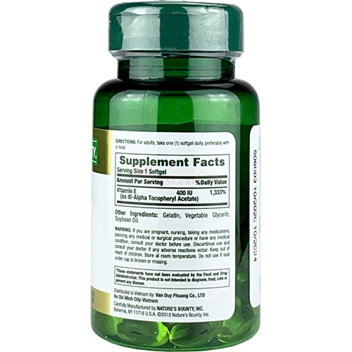 Viên uống Nature's Bounty Vitamin E 400IU hỗ trợ làm đẹp da