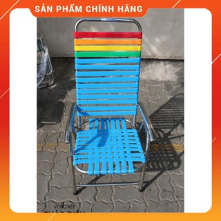 Ghế cafe dây nhựa khung inox_Võng Xếp Thảo Điều