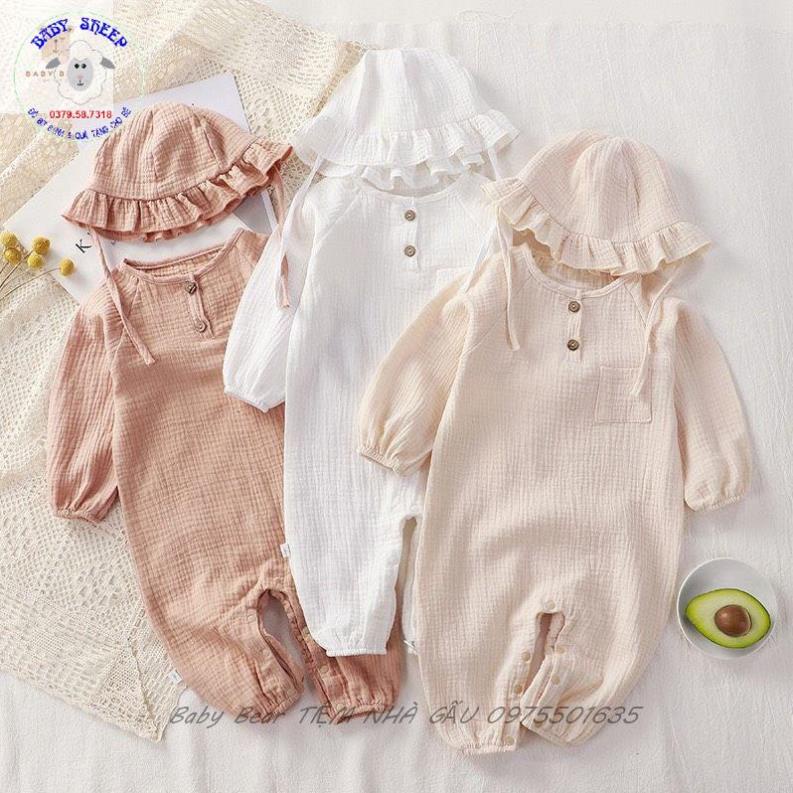 (TẶNG MŨ BÈO) Body Vải Xô  Muslin Màu Nhuộm Hữu Cơ An Toàn Đáng Yêu Cho Bé Gái từ 4-15kg BABY BEAR TIỆM NHÀ GẤU