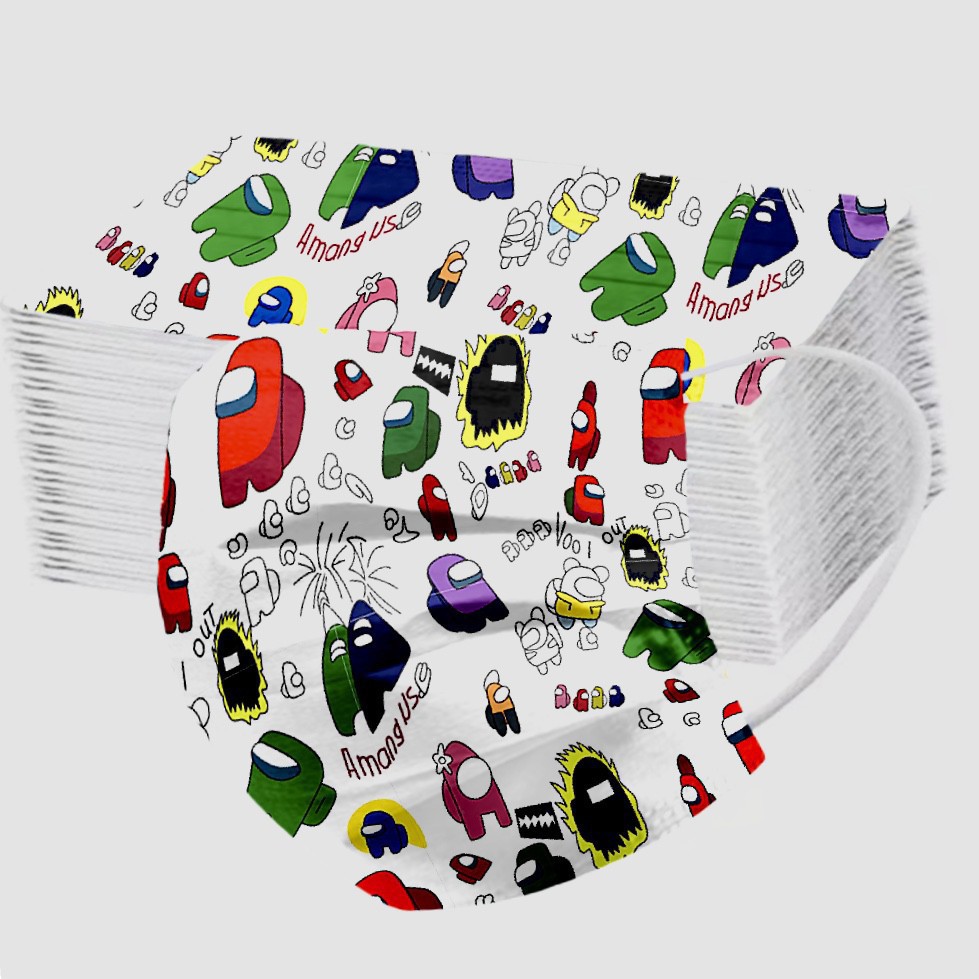 Bộ 50 Khẩu Trang 3 Lớp Dùng Một Lần Chống Bụi In Họa Tiết Dành Cho Người Lớn Và Trẻ Em