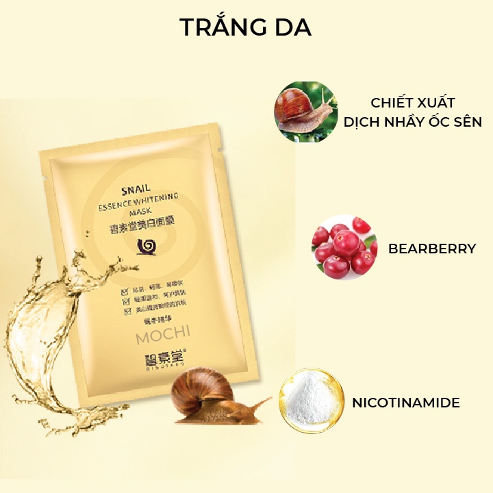 Mặt Nạ Ốc Sên Vàng Collagen Dưỡng Trắng Da l Cấp Ẩm Da Khô l Trẻ Hóa Mask Giấy Đắp Mặt Snail Bisutang Nội Địa MOCHI SHOP