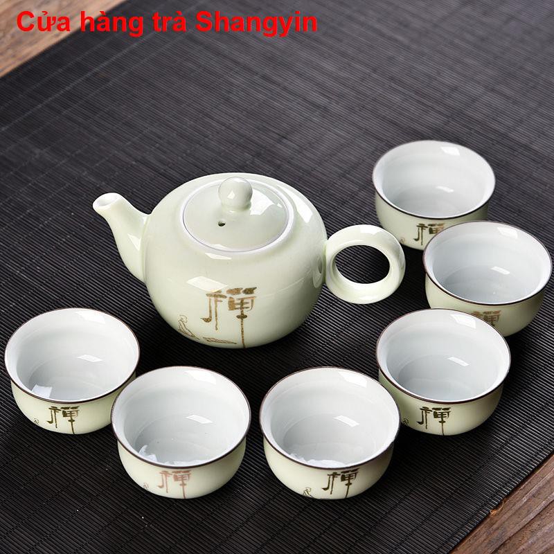 ga gối poly> bộ đồ gốm men ngọc đặc biệt Đặt gia đình ấm trà đơn giản khay tách bán buôn Kung Fu