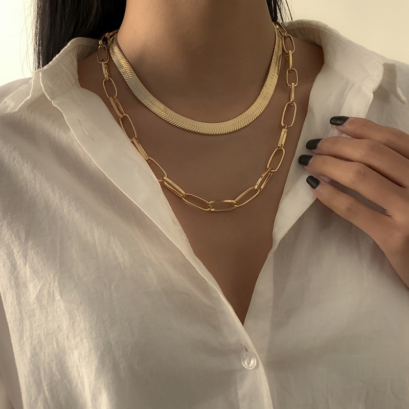 [Augustcloth | AugustJewelry] Dây chuyền/ vòng cổ hợp kim mắc xích và bản dẹt phong cách Hàn Quốc