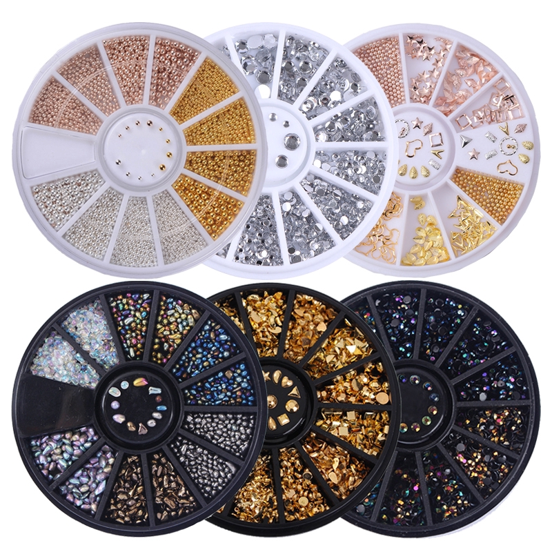 15 Style Mixed-size Round Flat Bottom Nail Rhinestones/  Multi Shapes Glitter Rhinestones Crystal/ DIY Art Decorations Manicure Tools