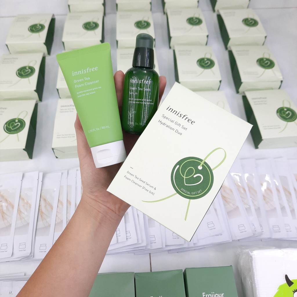 Bộ cấp ẩm trà xanh innisfree Green Tea Seed Serum Special Gift Set