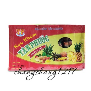 Mứt Kẹo Thơm Khóm Rắc Mè Đậu Phộng Tân Phước Đặc Sản Tiền Giang Hộp 450gr