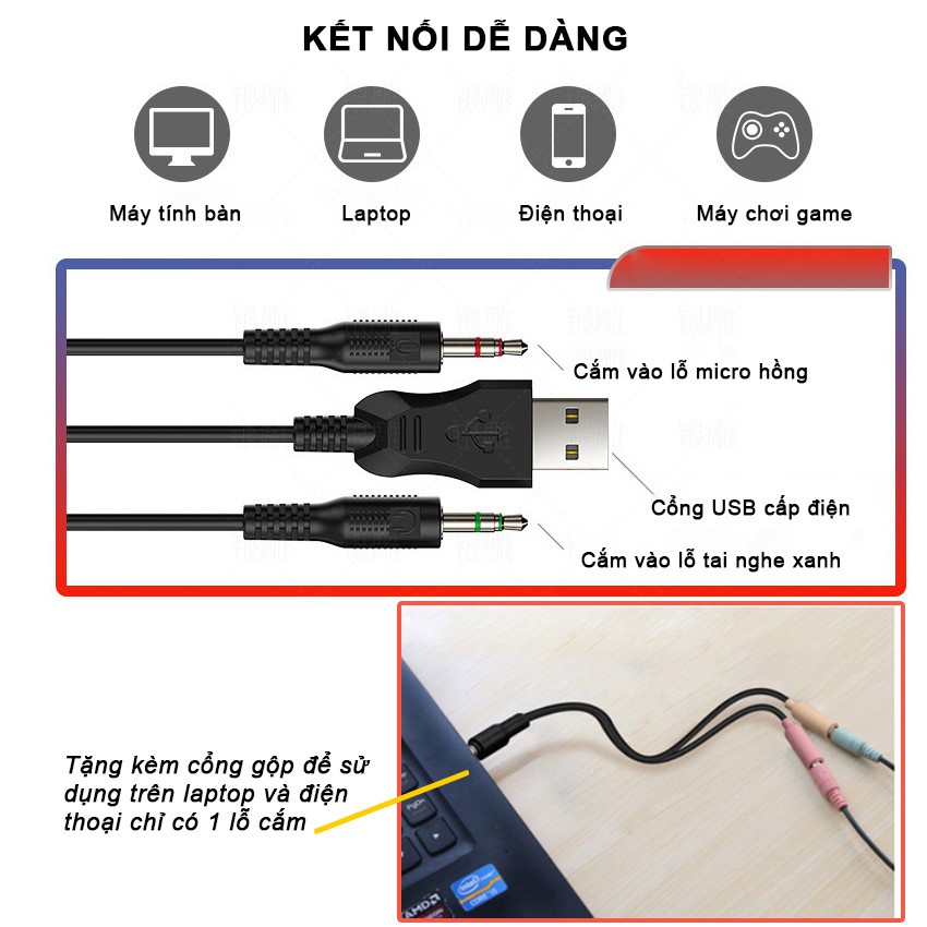 Tai nghe chụp tai gaming giả lập 7.1 G606 full box led rgb cho máy tính pc laptop chơi game giải trí cổng USB
