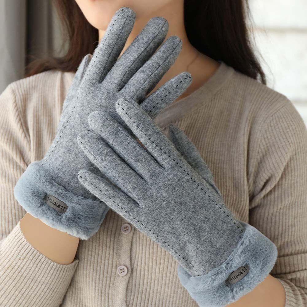 Găng tay vải cashmere giữ ấm chống gió có thể dùng với màn hình cảm ứng thời trang cho nữ