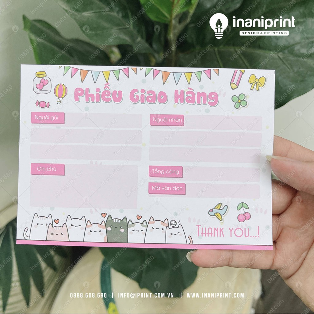 Phiếu ship hàng dễ thương màu hồng [Set 100 tờ]