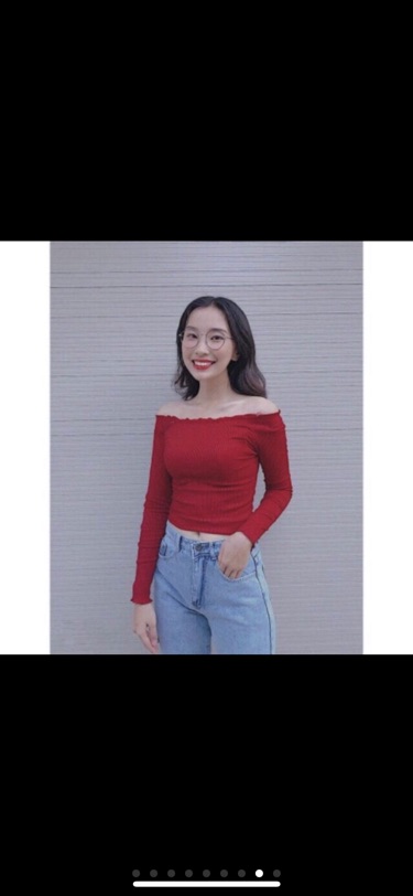 Áo thun gân trễ vai tay dài hình chụp thật kèm video | BigBuy360 - bigbuy360.vn