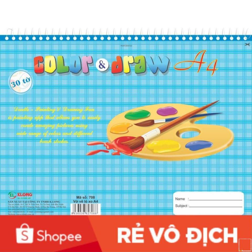 Vở vẽ KLONG lò xo xé A4. 30 tờ 100/84; MS: 708 []