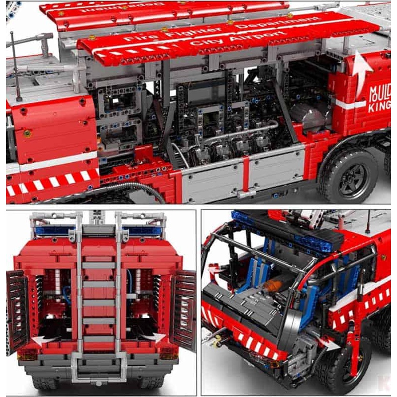 Mould King 19004 Đồ chơi lắp ráp xe chữa cháy cứu hộ sân bay khí nén - điều khiển chạy từ xa