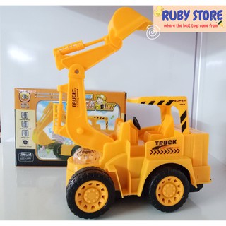 [Đồ chơi đèn nhạc]  XE CẦN CẨU TỰ CHẠY CÓ ĐÈN LED 3D, NHẠC SÔI ĐỘNG (Dùng pin)