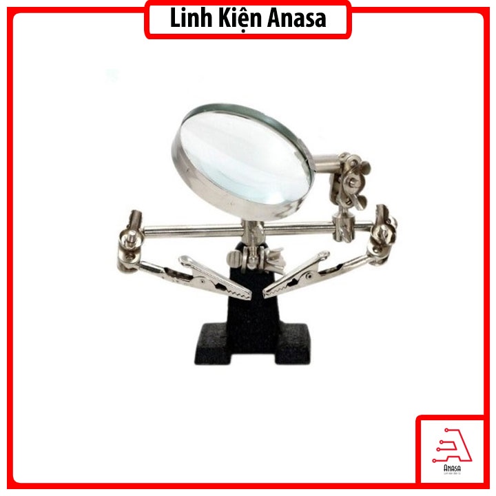 Đế kẹp linh kiện, kẹp mạch hàn kèm kính lúp siêu đỉnh Anasa