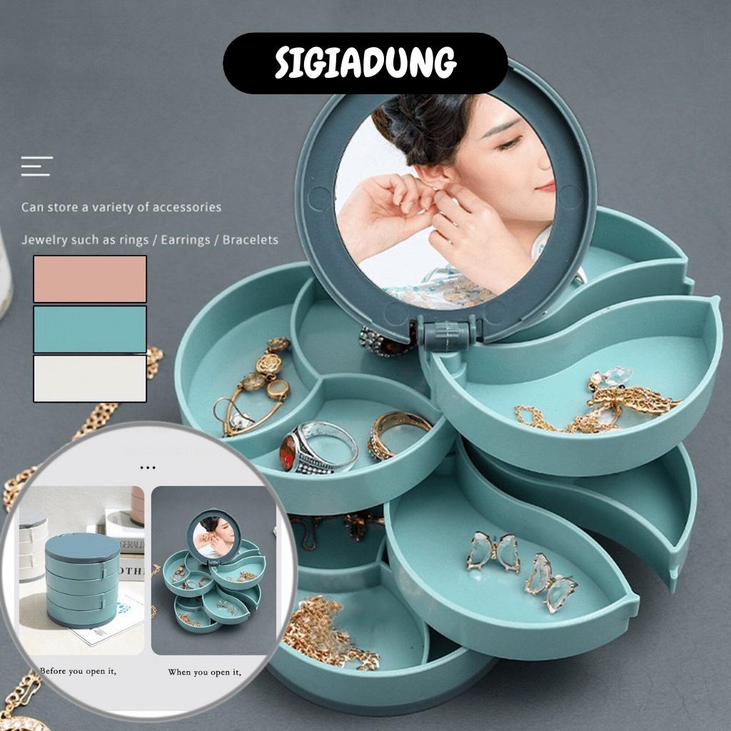 [SGD] Hộp Đựng Trang Sức - Hộp Đựng Nữ Trang 4 Tầng, Có Gương, Xoay 360 Độ, Nhỏ Gọn 9707