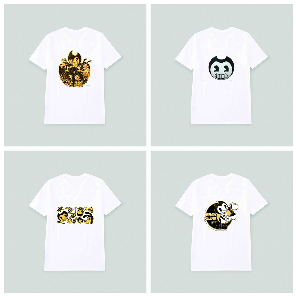 Áo thun phông trắng in hình Bendy and the Ink Machine Mini World Block Art chibi anime thời trang nam nữ
