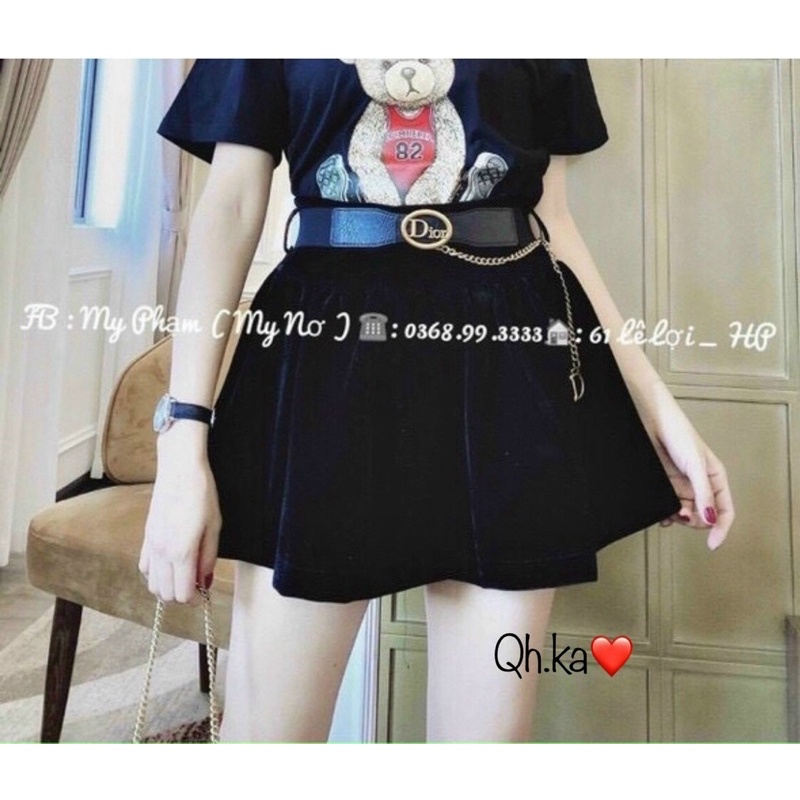 Chân váy nhung dáng A kèm tag D có lót quần cap cao CV095 - NhiNhi Shop