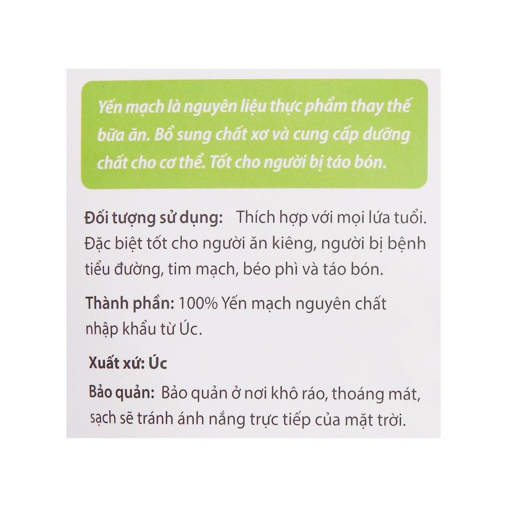 [Túi 400g] YẾN MẠCH NGUYÊN CHẤT ĂN LIỀN [Australia] XUÂN AN Instant Oats (halal)