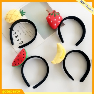 Băng Đô Cài Tóc Phủ Lông Họa Tiết Dưa Hấu / Dâu Tây Dễ Thương Cho Bé Gái