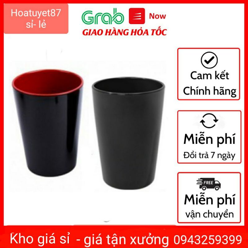 Cốc phíp, ly nhựa melaline đỏ đen cho nhà hàng, quán ăn, gia đình