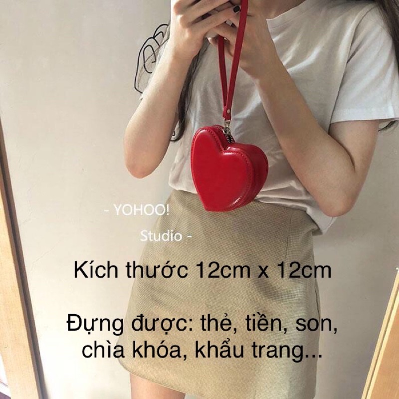 Ví nữ ngắn mini hình trái tim siêu xinh siêu đẹp thời trang cầm tay