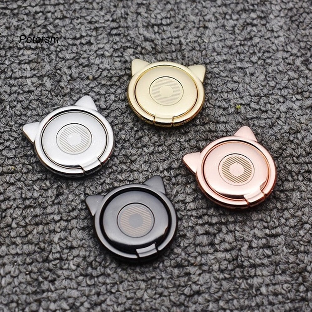 [PE]Universal Rotated Cute Cat Ears Metal Mobile Phone Finger Ring Holder Grip Stand