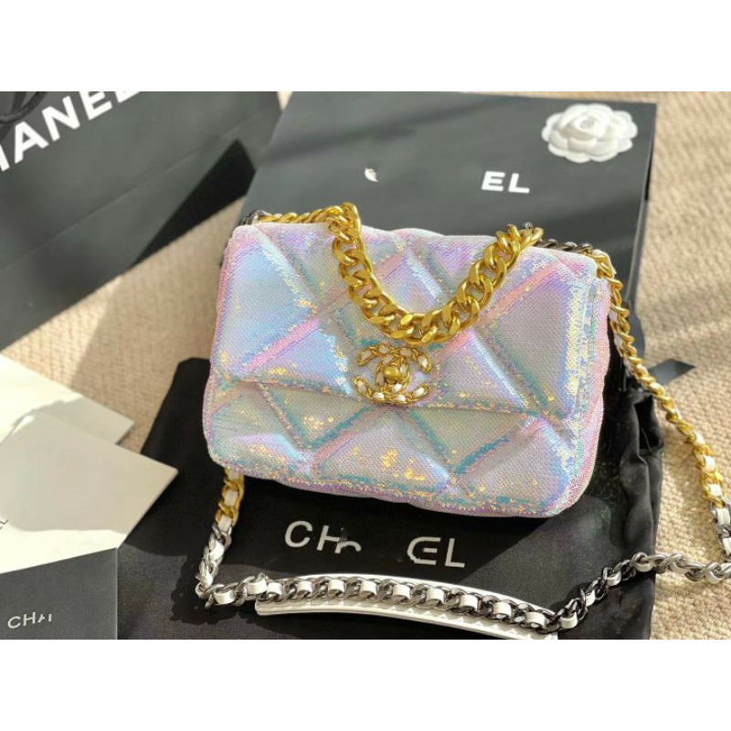 Túi Chanell c19 sequins lấp lánh đổi màu