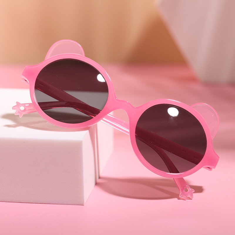 Kính Mát Gọng Tròn Hình Tai Mèo Thời Trang Cho Bé