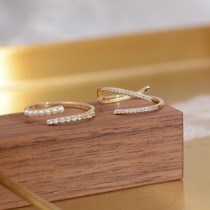 Nhẫn Hở Đính Đá Zircon Ngọc Trai Nhân Tạo Kiểu Mới