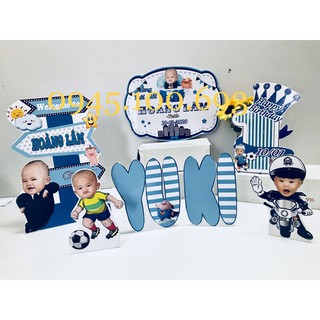Set phụ kiện trang trí sinh nhật bé trai-thôi nôi, đầy tháng yuki