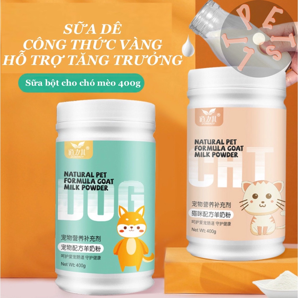 Sữa dê đa dụng dạng bột DORRIKEY bổ sung CANXI dành riêng cho chó hộp 400g