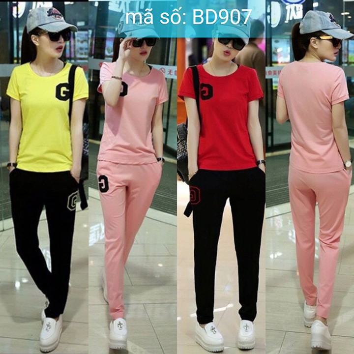 Set nguyên bộ đồ thể thao dài logo G thêu thời trang