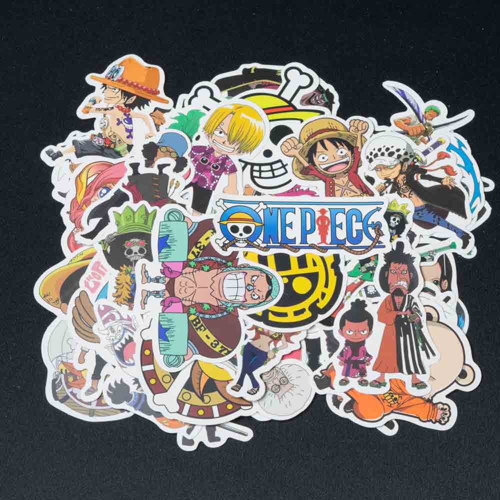 Sticker One Piece chống nước lâu phai trang trí laptop, mũ bảo hiểm, đàn, guitar, ukelele, macbook, điện thoại