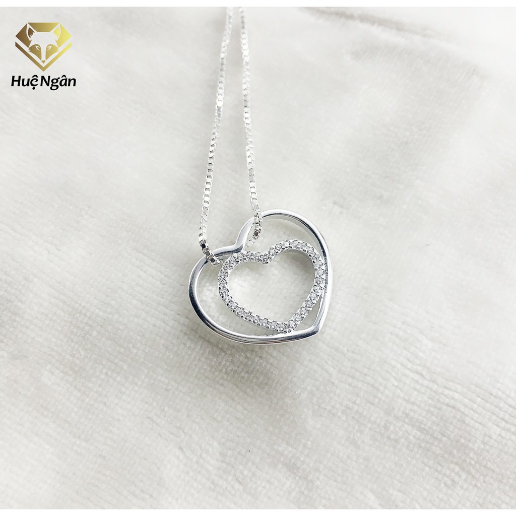 [Mã LT50 giảm 50k đơn 250k] Dây chuyền bạc Ý 925 Huệ Ngân- Trái tim trong anh PP1444