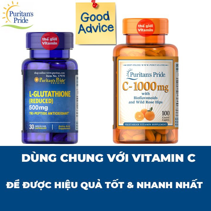 Viên Hỗ Trợ Làm Trắng Da, Giảm Nám, Thải Độc L- Glutathione (Reduced) 500mg Puritan's Pride - 30viên