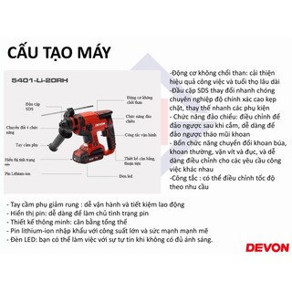 DEVON - Combo Máy khoan búa 5401 + 01 pin 5.2Ah