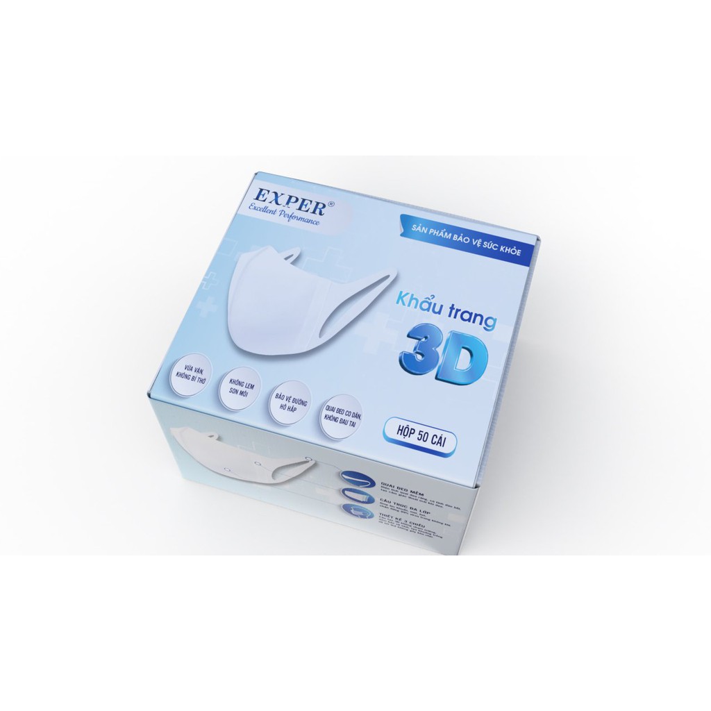 Khẩu trang y tế 3D Nhật EXPER loại khẩu trang y tế kháng khuẩn lọc bụi mụn hộp 50 cái Exper Store | BigBuy360 - bigbuy360.vn