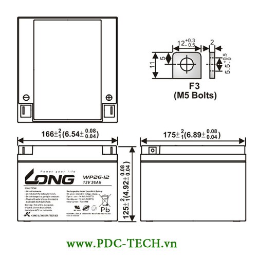 Ắc Quy LONG 12V 26Ah, WP26-12 - Chuyên Dùng Cho Nguồn Dự Phòng (UPS, Inverter,...)