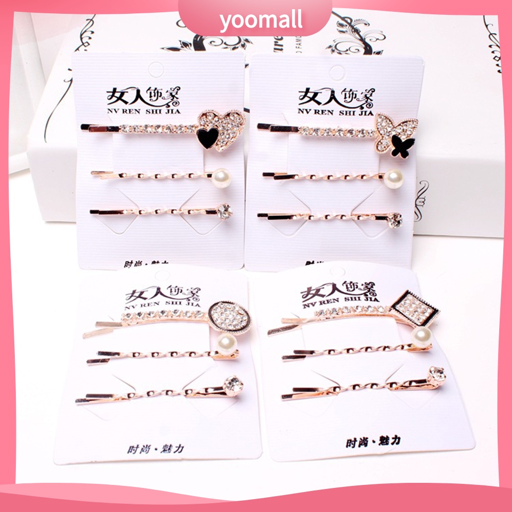Set 3 kẹp tóc đính đá thời trang cho nữ