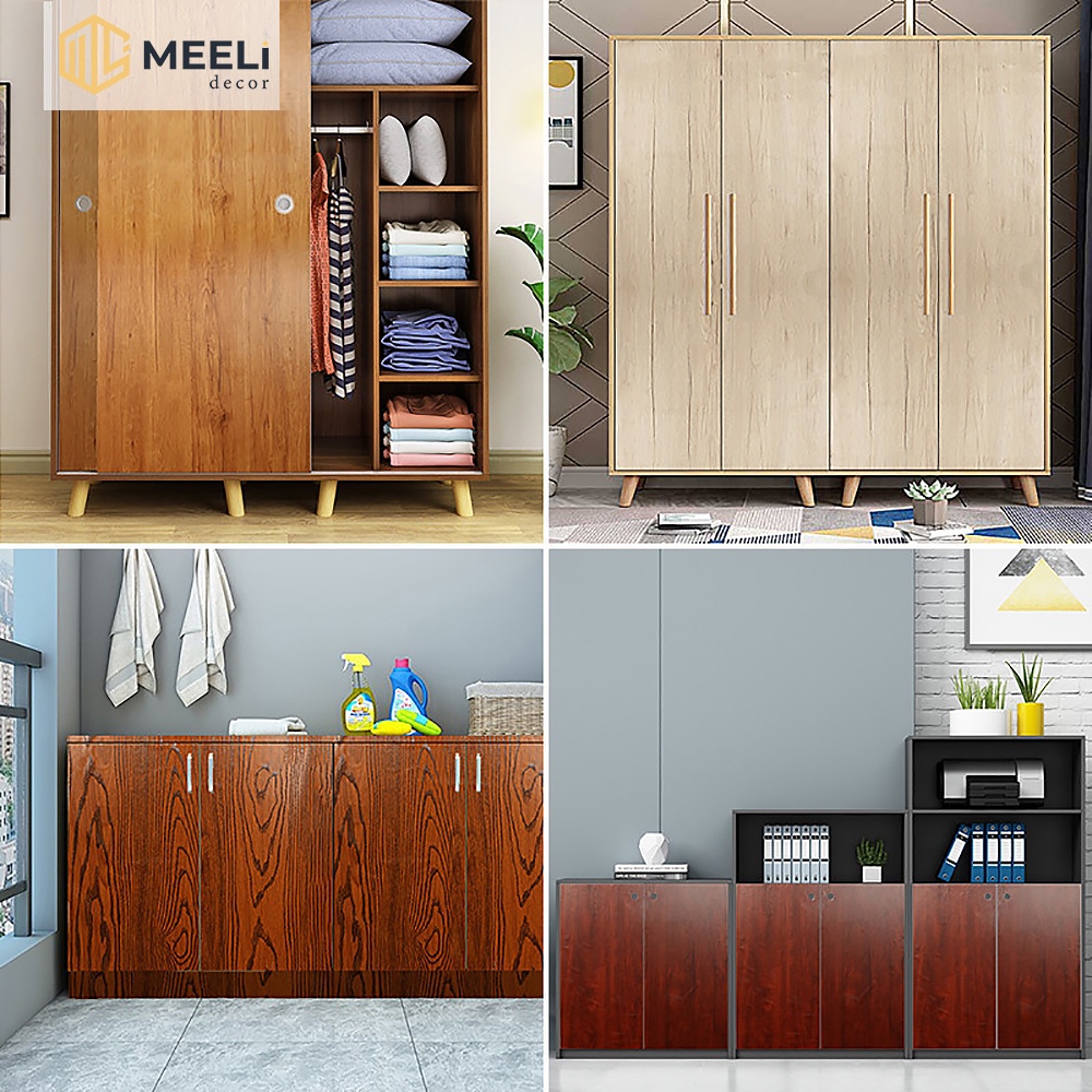 Giấy decal dán tường vân gỗ Meeli Decor nhiều màu dán phòng ngủ tủ quần áo bàn học sẵn keo, kt 3m x 60cm, ME30