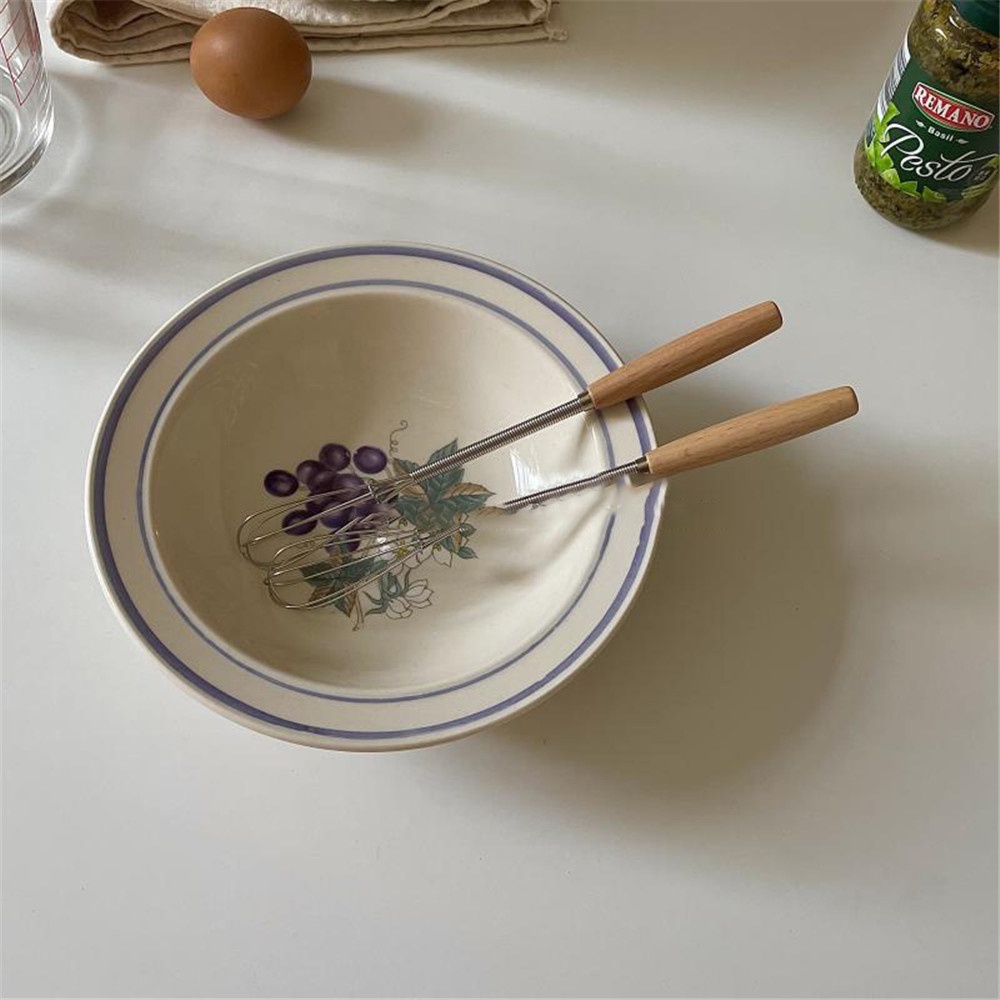 1 Cây Khuấy Kem Bằng Thép Không Gỉ Tay Cầm Bằng Gỗ